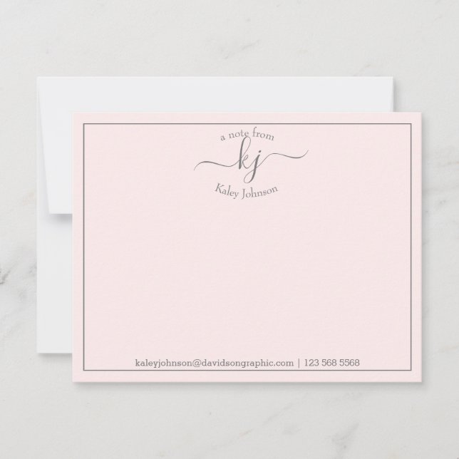Cartão De Agradecimento Script Pink Blush Personalizado A Partir Da Mesa D (Frente)