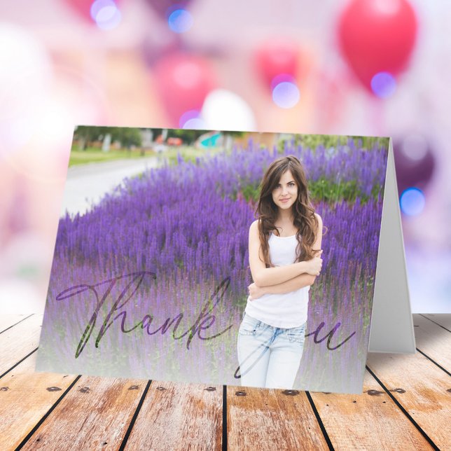 Cartão De Agradecimento Script Simples de Caligrafia Mínima de Fotografia  (Criador carregado)