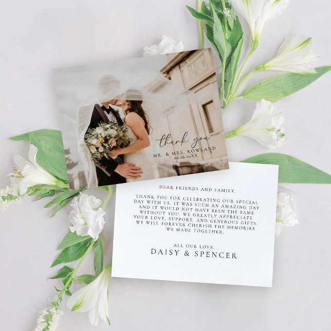 Cartão De Agradecimento Script simples e plano de casamento de fotos (Criador carregado)