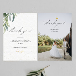 Cartão De Agradecimento Script Simples Minimalista com Foto de Casamento C
