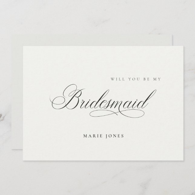 Cartão De Agradecimento Script Simples Você será minha carta de Bridesmaid (Frente/Verso)