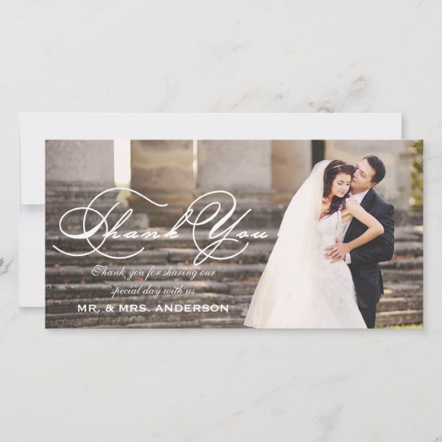 Cartão De Agradecimento Script Wedding Obrigado (Frente)