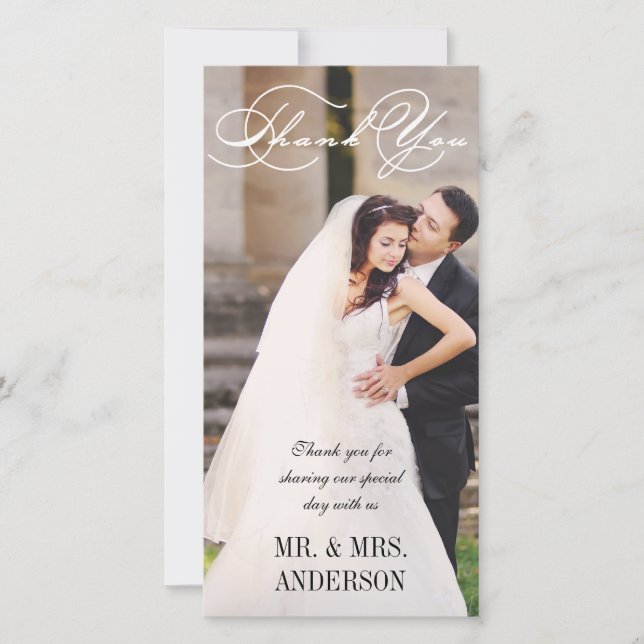 Cartão De Agradecimento Script Wedding Obrigado (Frente)