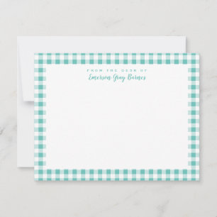 Cartão De Agradecimento Sea Green Gingham Check Personal Stationery Card