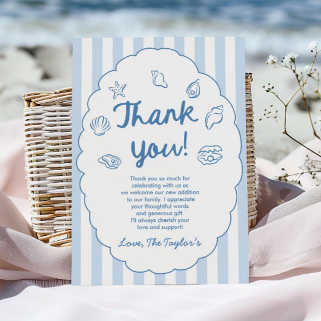 Cartão De Agradecimento Sea You Soon, Baby Seashell Coastal Baby Shower (Criador carregado)