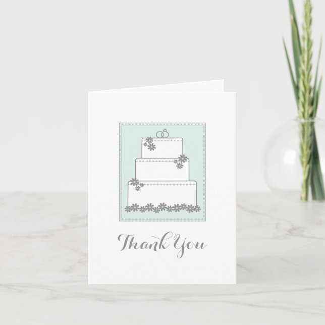 Cartão De Agradecimento Seafoam Green Wedding Cake Thank You Notecard (Frente)