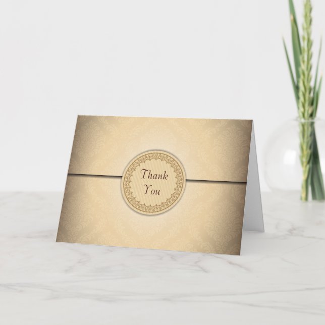 Cartão De Agradecimento Sealed Damask Flap Thank You Card (Frente)