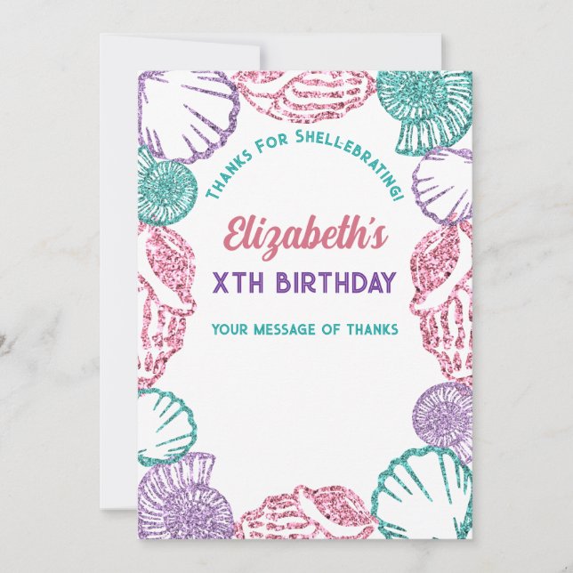 Cartão De Agradecimento Seashell Girls Birthday (Frente)