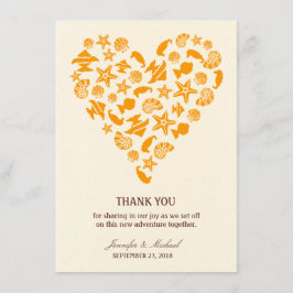 Cartão De Agradecimento Seashells & casamento de praia do verão do coração