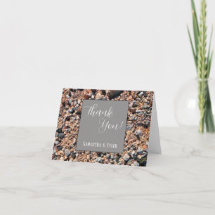 Cartão De Agradecimento Seashore Coral Sand & Shells, Casamento Moderno em