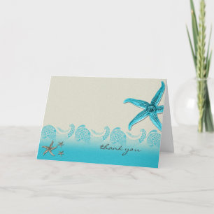 Cartão De Agradecimento Seaside in Sand and Aqua Thank You