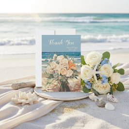 Cartão De Agradecimento Seaside Theme Wedding Thank You Card Card