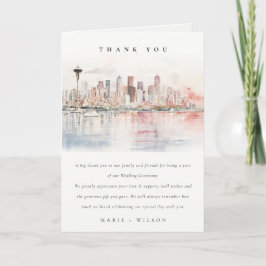 Cartão De Agradecimento Seattle, Washington Watercolor Landscape Wedding