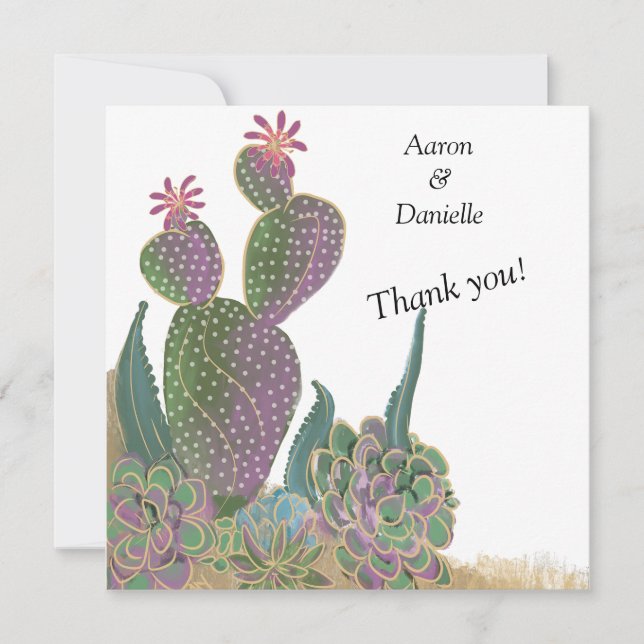 Cartão De Agradecimento Sedona Cactus Flower Wedding Thank You Card  (Frente)