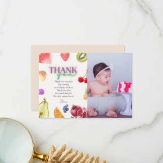 Cartão De Agradecimento segundo aniversário de tema de fruta