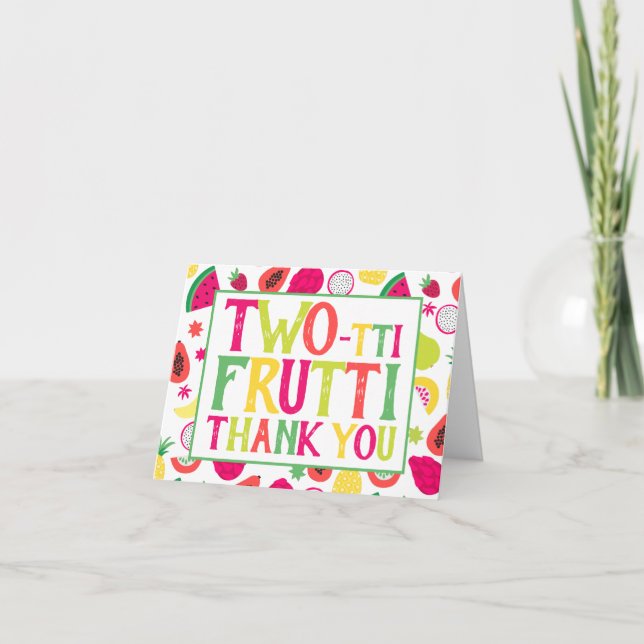 Cartão De Agradecimento segundo aniversário Duas Tti Frutti Fruta Obrigado (Frente)
