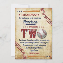 Cartão De Agradecimento Segundo aniversário Vintage Baseball Boys