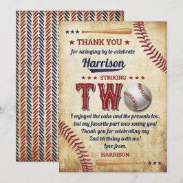 Cartão De Agradecimento Segundo aniversário Vintage Baseball Boys