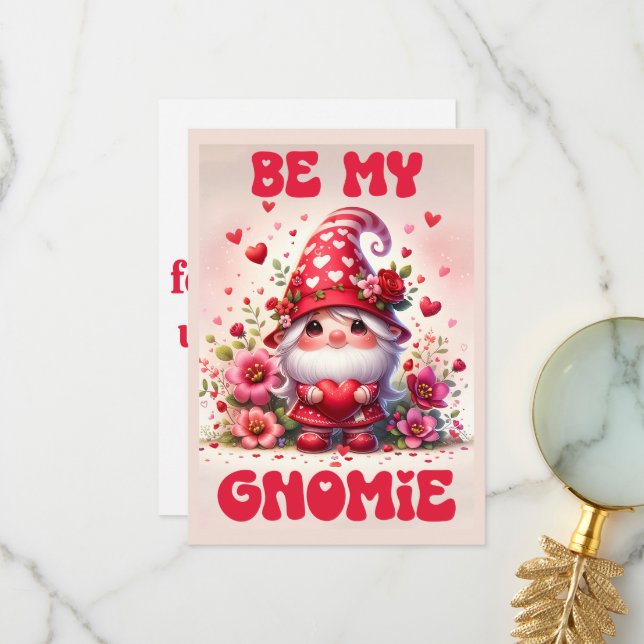 Cartão De Agradecimento Seja Meu Gnomie - Placa de Dia de os namorados (Frente/Verso In Situ)