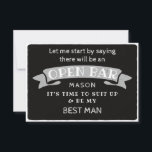 Cartão De Agradecimento Seja Minha Melhor Placa De Homem - Bar Aberto Engr<br><div class="desc">Pop a pergunta com esta carta lisa humorística e encantadora. Personalize a frente com o nome dele e as costas com a sua própria mensagem pessoal. Basta editar o nome e a mensagem no verso, selecionar uma quantidade de "1" e adicionar ao carrinho. Crie cartões personalizados para toda a festa...</div>