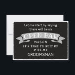 Cartão De Agradecimento Seja minha placa de Padrinho de casamento - Bar ab<br><div class="desc">Pop a pergunta com esta carta lisa humorística e encantadora. Personalize a frente com o nome dele e as costas com a sua própria mensagem pessoal. Basta editar o nome e a mensagem no verso, selecionar uma quantidade de "1" e adicionar ao carrinho. Crie cartões personalizados para toda a festa...</div>