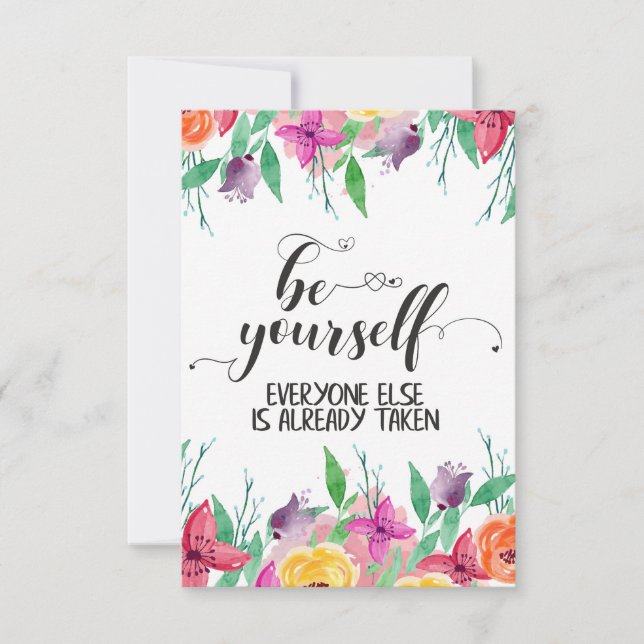 Cartão De Agradecimento Seja você sempre acredite em si mesmo aspas (Frente)