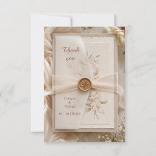 Cartão De Agradecimento Selo de Cera de Casamento em Vellum Moderno Românt