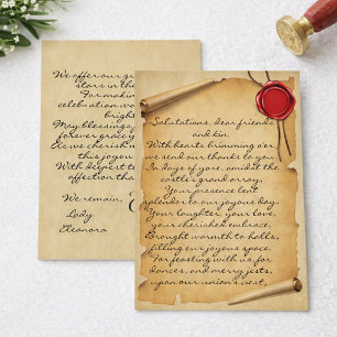 Cartão De Agradecimento Selo de Cera de Rolo de Idade Medieval Casamento A