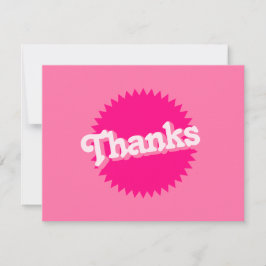 Cartão De Agradecimento Selo Retro Malibu Rosa Rosa Rosa |