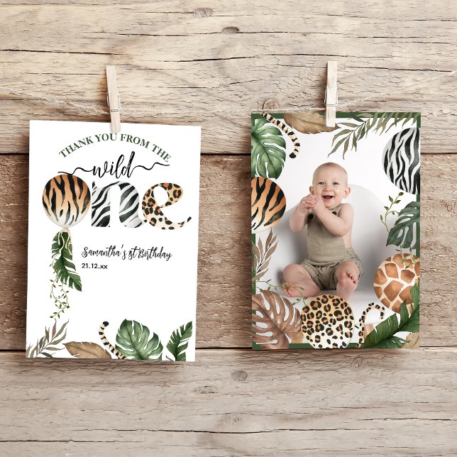 Cartão De Agradecimento Selvagem Um primeiro aniversario Neutro de Gênero  (Criador carregado)