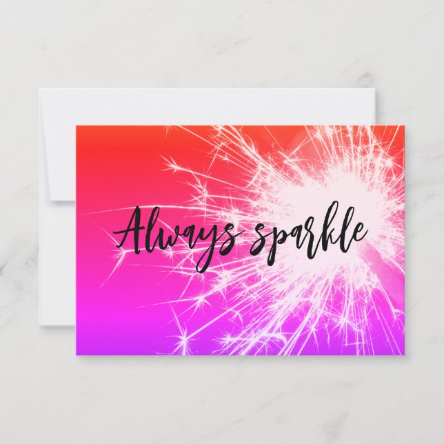 Cartão De Agradecimento sempre brilhe brilhante rosa roxo laranja (Frente)