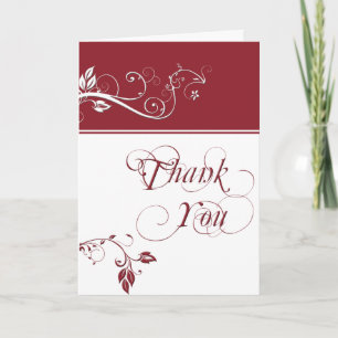Cartão De Agradecimento Sempre e Para Sempre Faixa de Cor Rubi e Folha de 