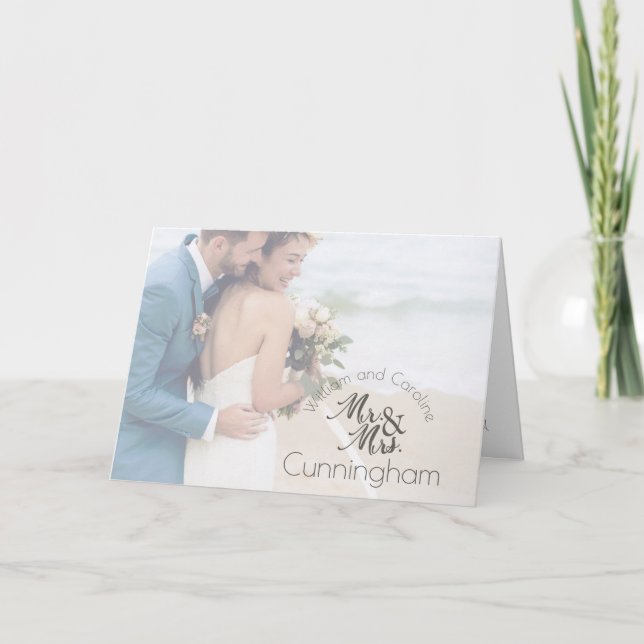 Cartão De Agradecimento Senhor & Senhora Agradecimentos de Casamento (Frente)