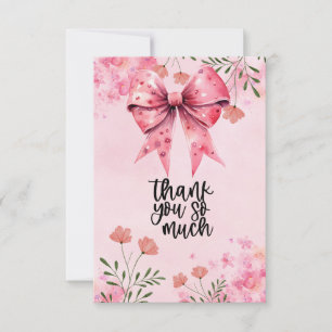 Cartão De Agradecimento Sensibilização do cancer de Fita Rosa com Flores