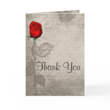 Sepia Vintage Spot Color Red Rosebud Thank You