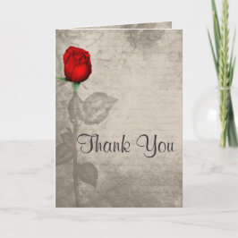 Cartão De Agradecimento Sepia Vintage Spot Color Red Rosebud Thank You