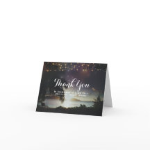 Sequência de Lights Beach Sunset Wedset Obrigado