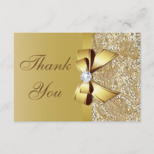 Cartão De Agradecimento Sequins Dourados do falso e obrigado do casamento