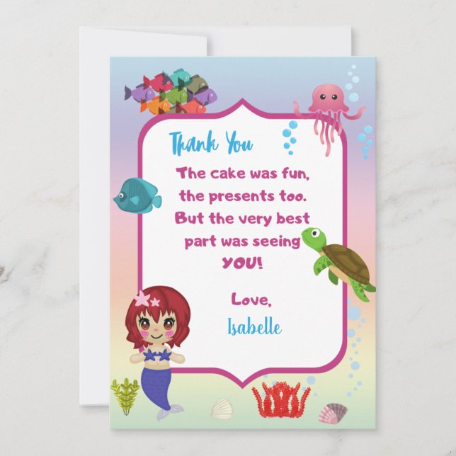 Cartão de Agradecimento Sereia (Frente)