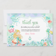 Cartão de Agradecimento Sereia Debaixo do Mar