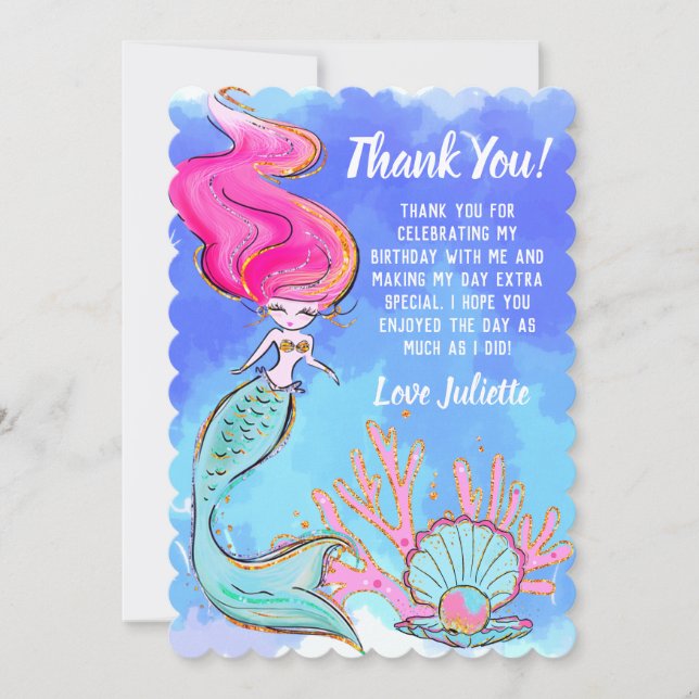 Cartão De Agradecimento Sereia E Pearl Clam (Frente)