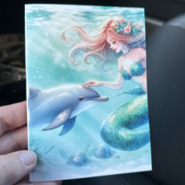 Cartão De Agradecimento Sereia sob a costa marítima