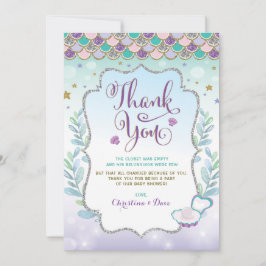 Cartão De Agradecimento Sereia sob o chá de fraldas do oceano da praia do