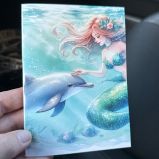 Cartão De Agradecimento Sereia Sob o Mar Costeiro