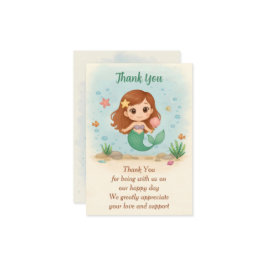 Cartão De Agradecimento Sereiazinha simples e fofa