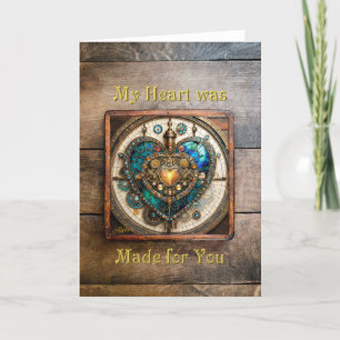 Cartão De Agradecimento Série Coração de Vidro Manchado Dourado Steampunk