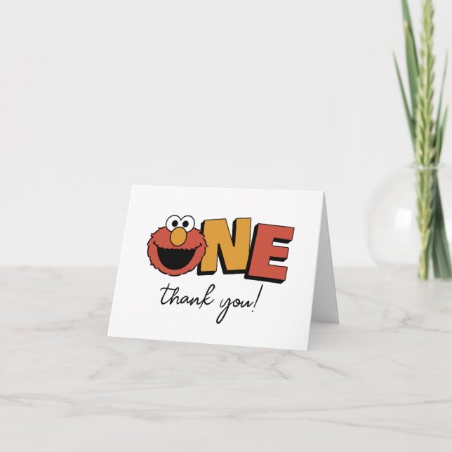 Cartão De Agradecimento Sesame Street | Elmo - First Birthday Thank You Ca (Frente)