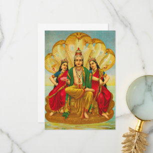 Cartão De Agradecimento Sesha Narayana, Rei de Nagas, por Raja Ravi Varma