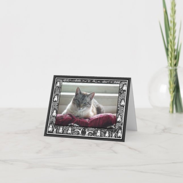 Cartão De Agradecimento Seu casamento fotográfico Obrigado Arte Negra e Br (Frente)