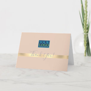 Cartão De Agradecimento Seu Logotipo, Nome da Empresa, Faixa Dourada Lustr